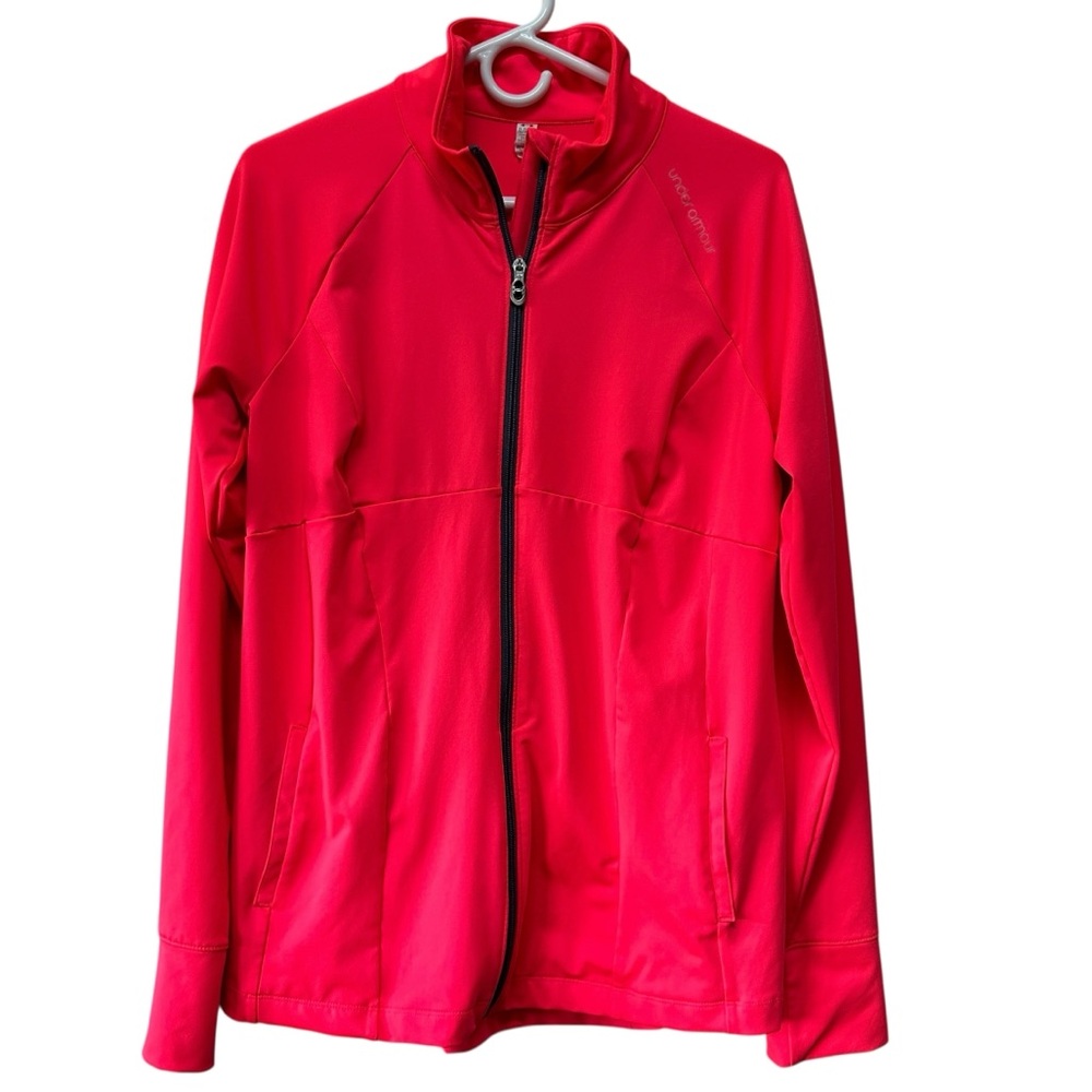 Under Armour Women's Neon Coral Pink Athleisure Workout Zip-up Jacket, Size XL